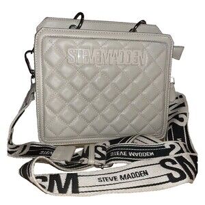 Steve Madden Quilted Crossbody Womans Purse Silver Hardware Thick Shoulder Strap